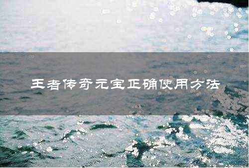 王者传奇元宝正确使用方法