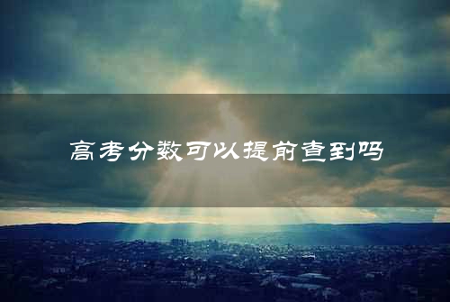 高考分数可以提前查到吗